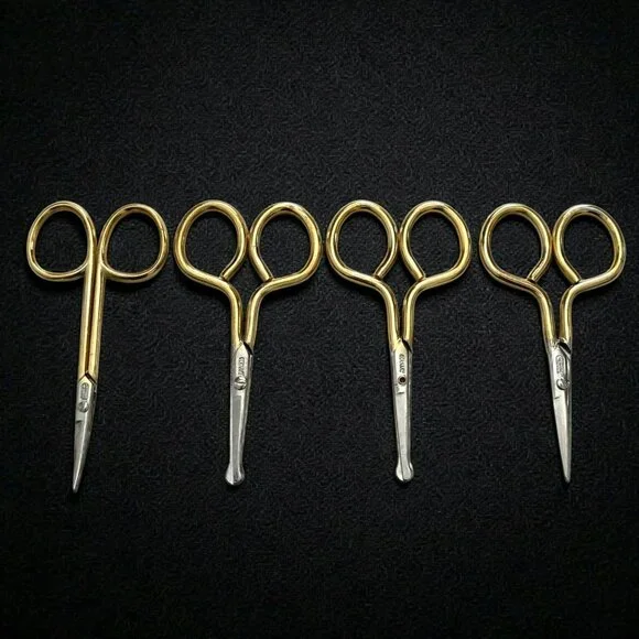 7 Vintage German Gold & Silver Scissors Embroidery Crafting Sewing Tools Shears - Picture 6 of 8
